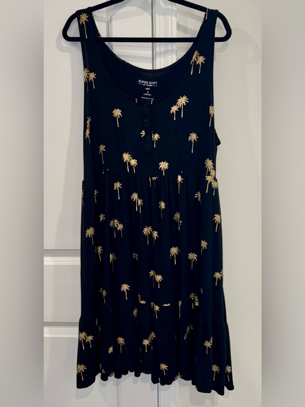 Torrid Size Super Soft Knit Sleeveless Dress Black/Gold Metallic Palm size 2